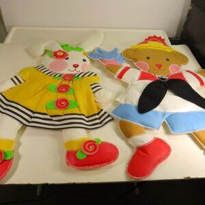 Mary Engelbreit Baby Wall (2) Hangings Sailor Bear and Floral Rabbit 26" tall